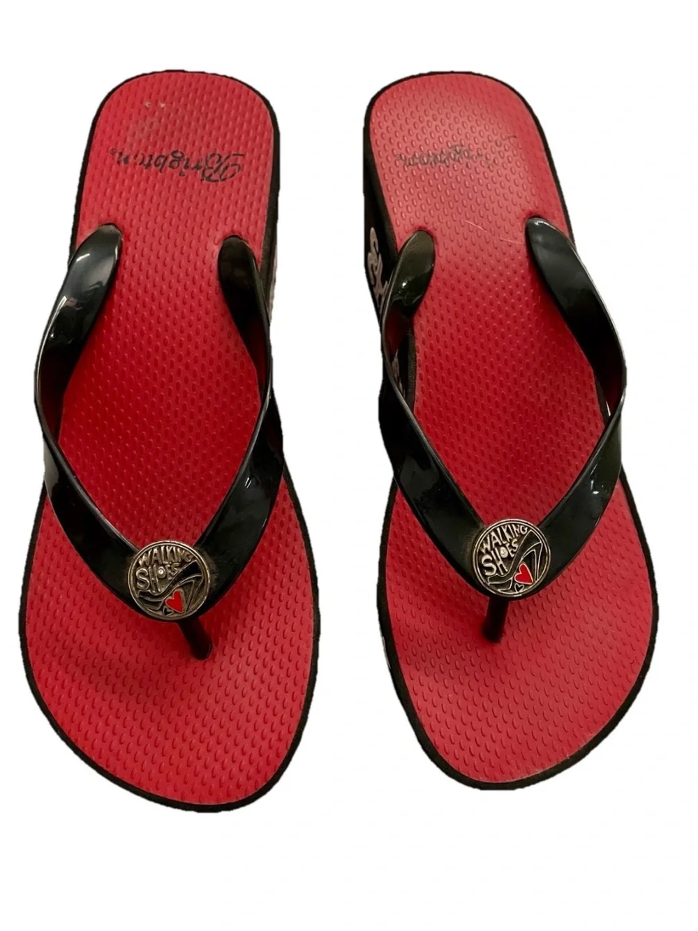 BRIGHTON Wearable Art GLAM FASHIONISTA Platform Flip Flop Graffiti SANDALS 7